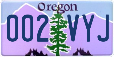 OR license plate 002VYJ