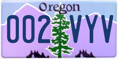 OR license plate 002VYV