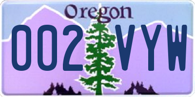 OR license plate 002VYW