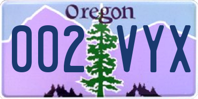 OR license plate 002VYX