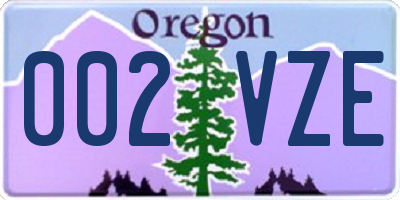 OR license plate 002VZE