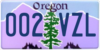 OR license plate 002VZL