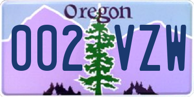 OR license plate 002VZW
