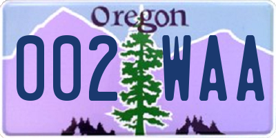 OR license plate 002WAA