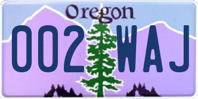 OR license plate 002WAJ