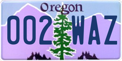 OR license plate 002WAZ
