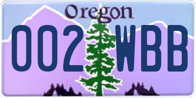 OR license plate 002WBB
