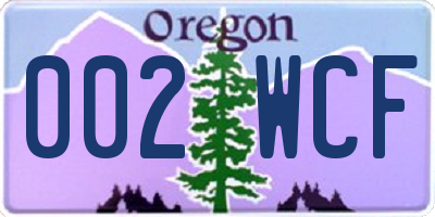 OR license plate 002WCF