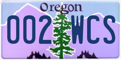 OR license plate 002WCS
