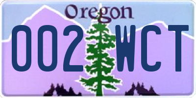 OR license plate 002WCT