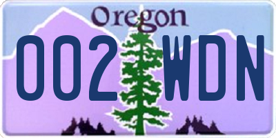 OR license plate 002WDN