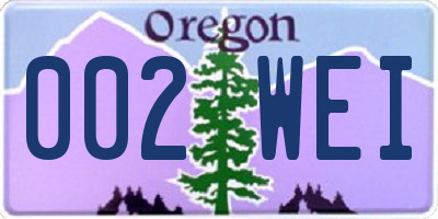 OR license plate 002WEI