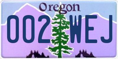 OR license plate 002WEJ