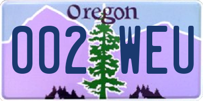 OR license plate 002WEU