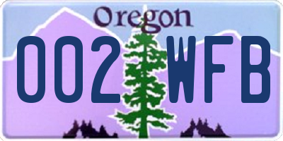 OR license plate 002WFB