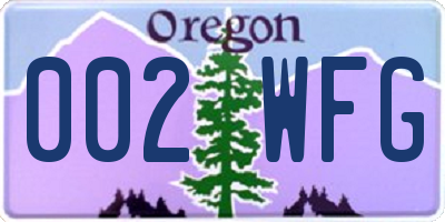 OR license plate 002WFG
