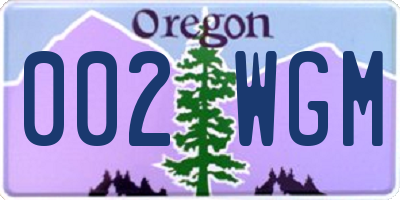OR license plate 002WGM