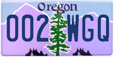 OR license plate 002WGQ