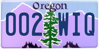 OR license plate 002WIQ