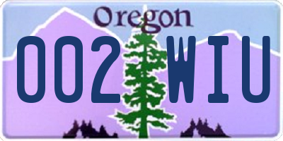 OR license plate 002WIU