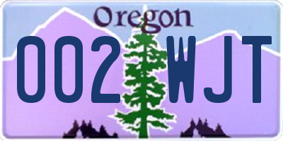 OR license plate 002WJT