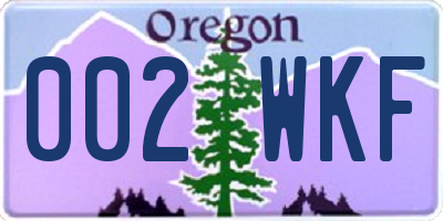OR license plate 002WKF