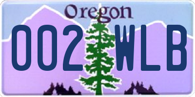 OR license plate 002WLB