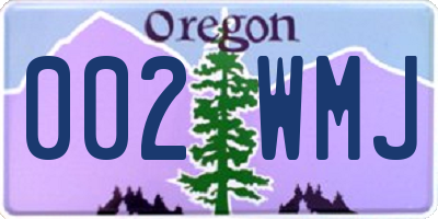 OR license plate 002WMJ