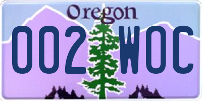 OR license plate 002WOC