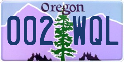OR license plate 002WQL