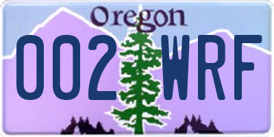 OR license plate 002WRF
