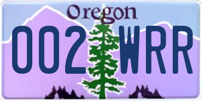 OR license plate 002WRR