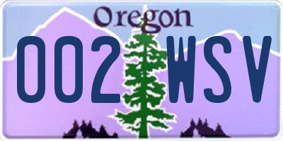 OR license plate 002WSV