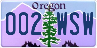 OR license plate 002WSW