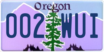 OR license plate 002WUI