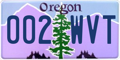 OR license plate 002WVT