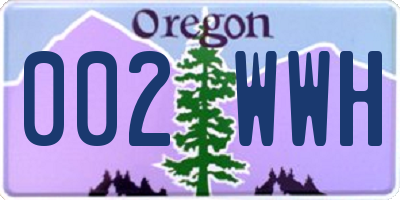 OR license plate 002WWH