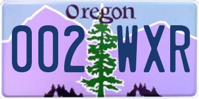 OR license plate 002WXR