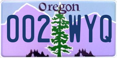 OR license plate 002WYQ