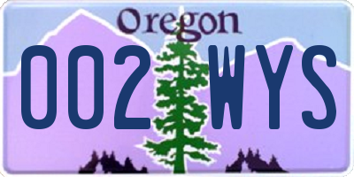 OR license plate 002WYS