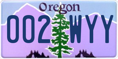 OR license plate 002WYY