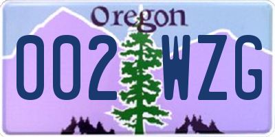 OR license plate 002WZG