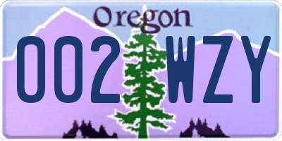 OR license plate 002WZY