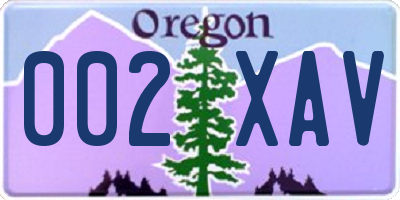 OR license plate 002XAV
