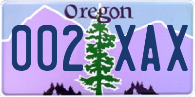 OR license plate 002XAX