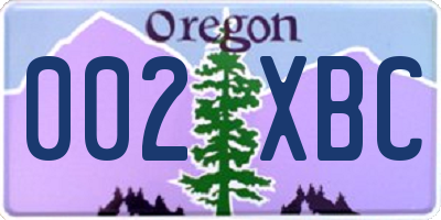 OR license plate 002XBC