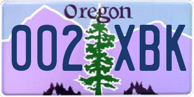 OR license plate 002XBK