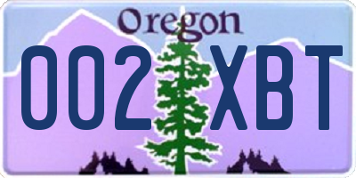OR license plate 002XBT