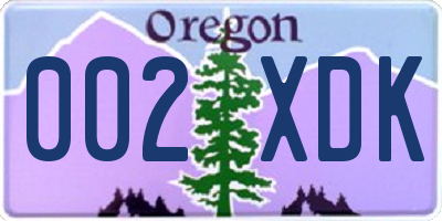 OR license plate 002XDK