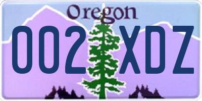 OR license plate 002XDZ